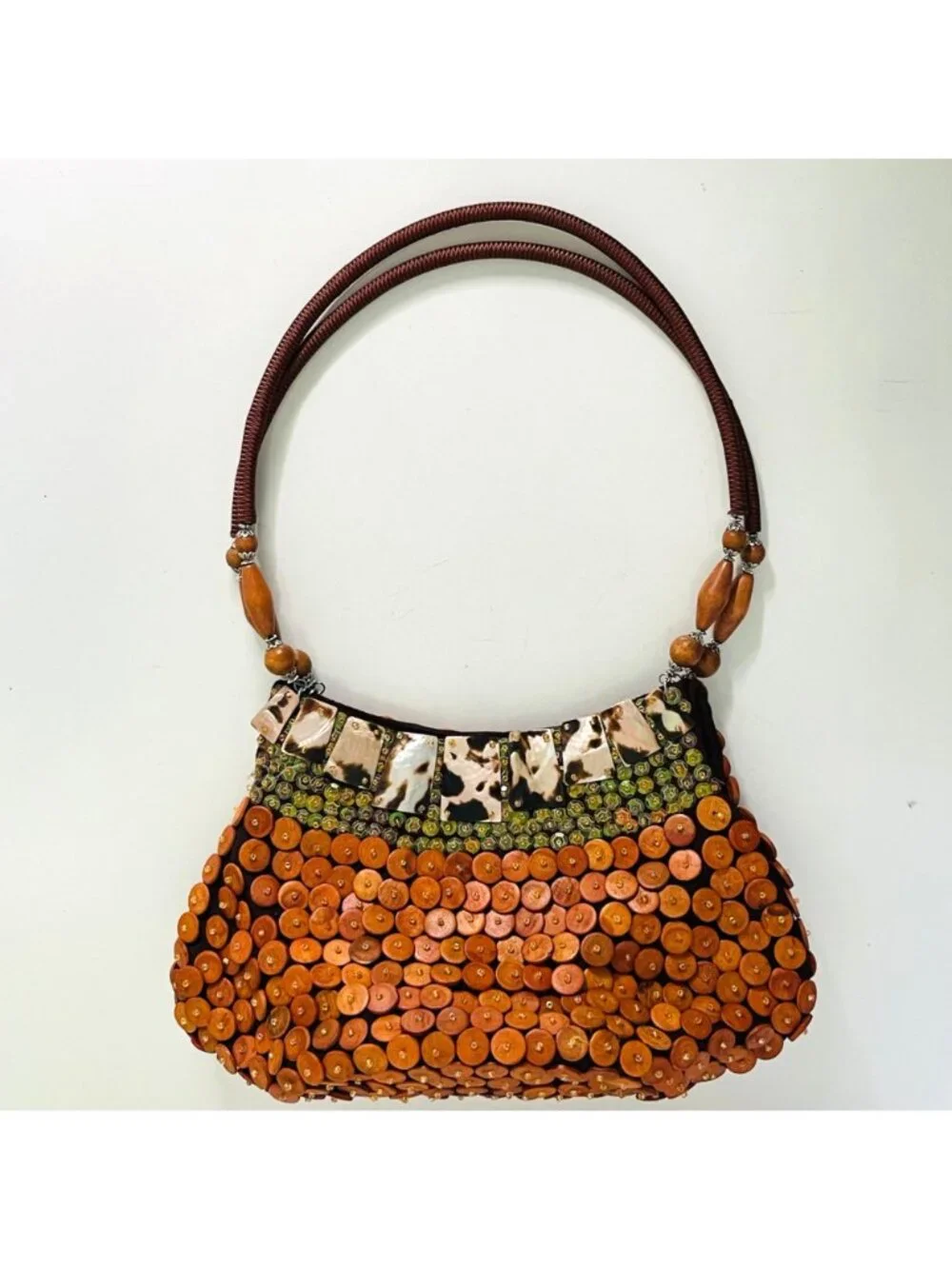 Nicole Lee Collection Beaded Shell and Button Vintage Shoulder Purse Handbag